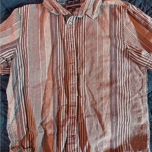Arrow Men's Casual Striped Shirt - Brown and White